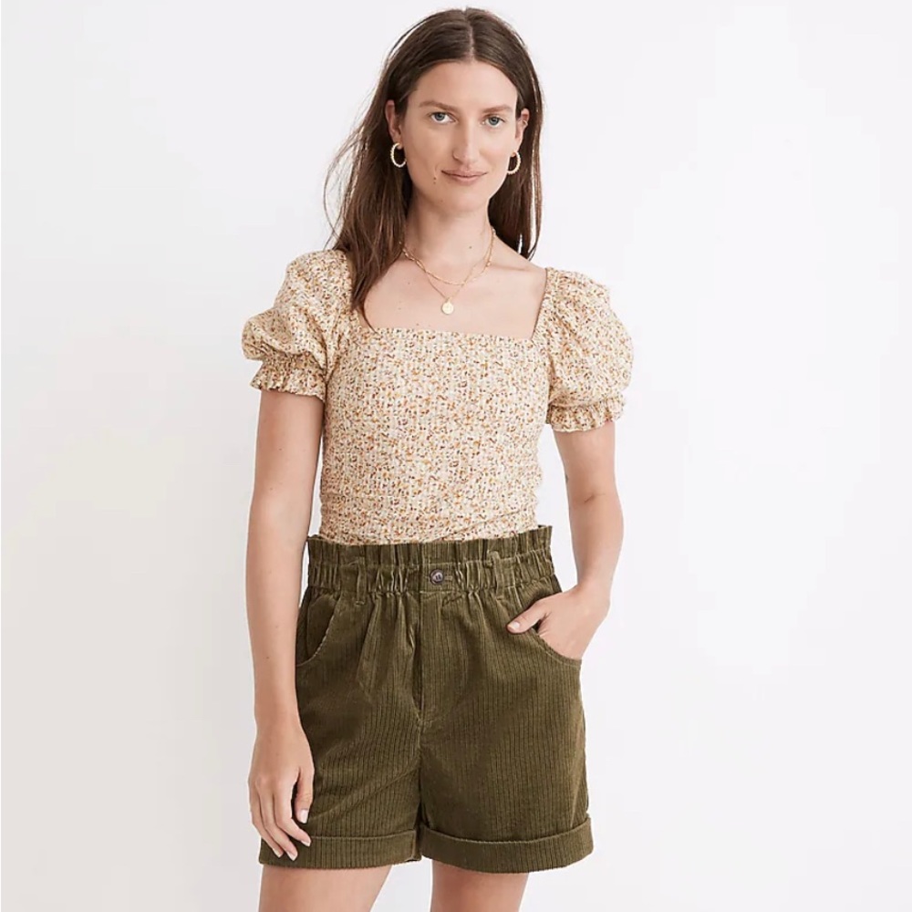 NWT Madewell Hopewell Puff-Sleeve Crop Top in Cottage Garden size Medium